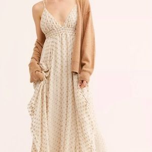 Free people Meredith embroidered ivory and gold maxi small